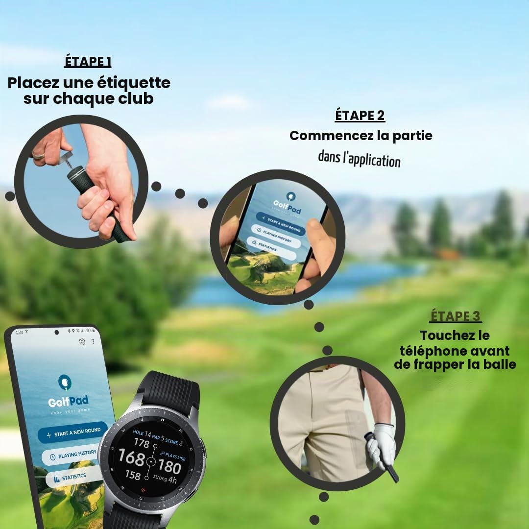Golf Pad Tags Système Automatique Swing Trainer pour Android et iPhone