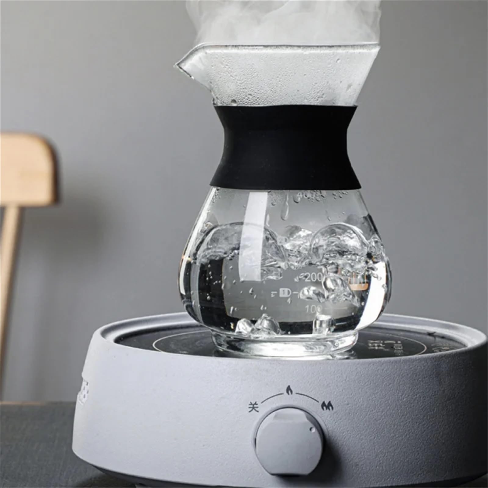 Cafetera de vidrio reutilizable con filtro acero inoxidable, 200 ml / 400 goteo for baristas(200ML)