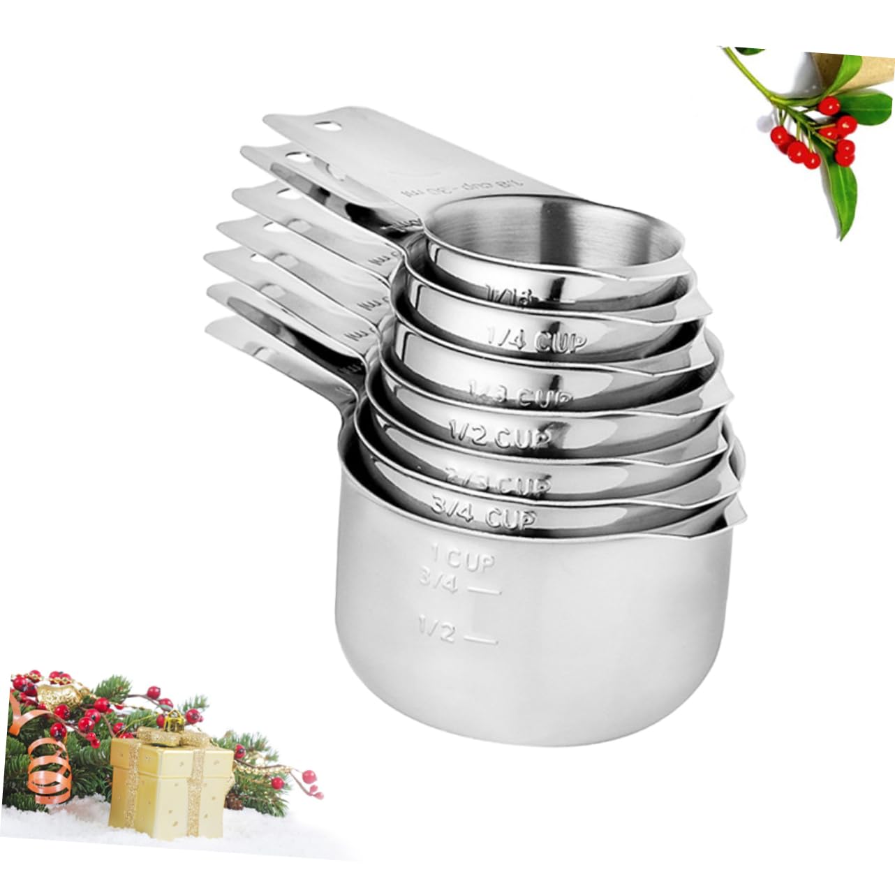 7pièces Tasses à Mesurer Acier Inoxydable Gravures Claires sur Poignée et Intérieur Empilables pour Rangement Facile