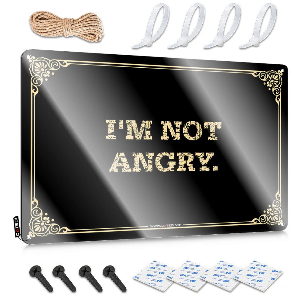MGHTLCCME Funny Saying Tin Signs I'M Not Angry. Tin Sign Mancave Signs And Decor Warning Tin Sign(30X40CM)