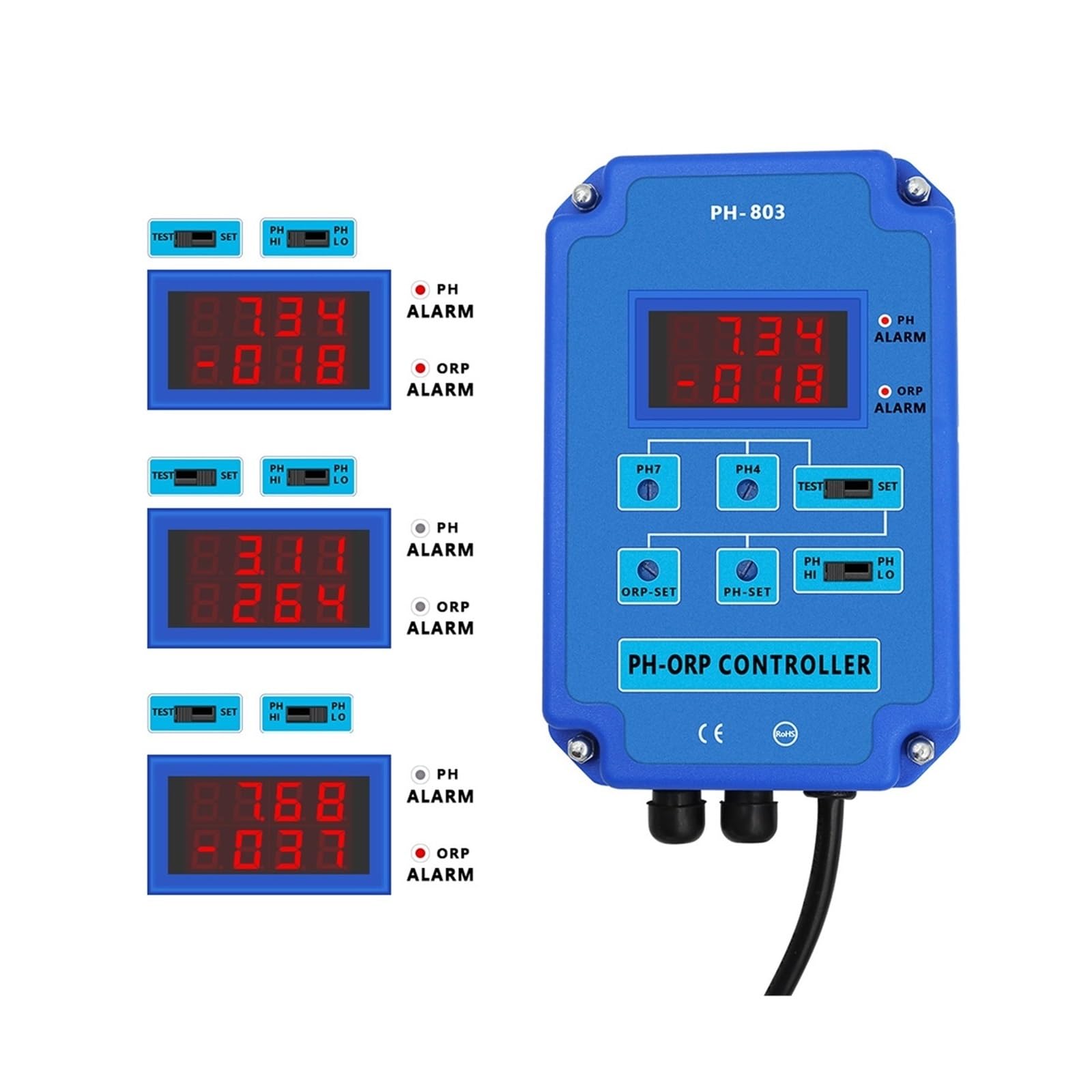 Kontroler PH ORP 2 w 1 Monitor cyfrowy Redox z wyjściem przekaźnika mocy sterującej elektrodą sondy BNC do roślin hydroponicznych