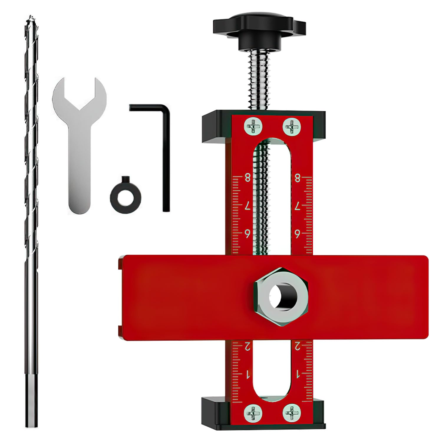 Positionneur D'installation de Porte D'armoire, Peut Être Ajusté de Haut en Bas de 15–75 mm, Serre Fermement le Trou D'installation du Rebondeur, à Différents Styles de Portes D'armoire (rouge)