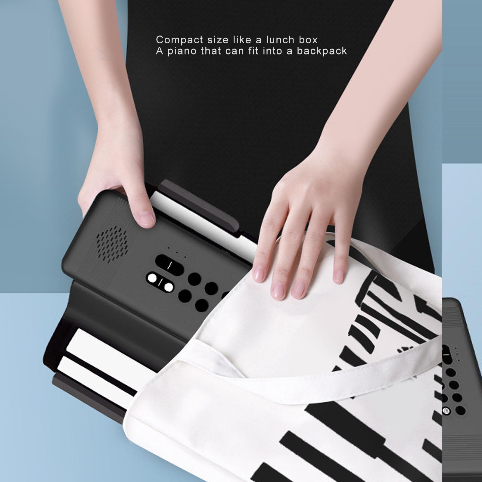 88 Klawiszy Roll-up Piano Przenośne Pianino Elektroniczne, z możliwością ładowania, Składane, Edukacyjne Pianino Elektroniczne Klawiatura z 128 Rytmami, 128 Tonami