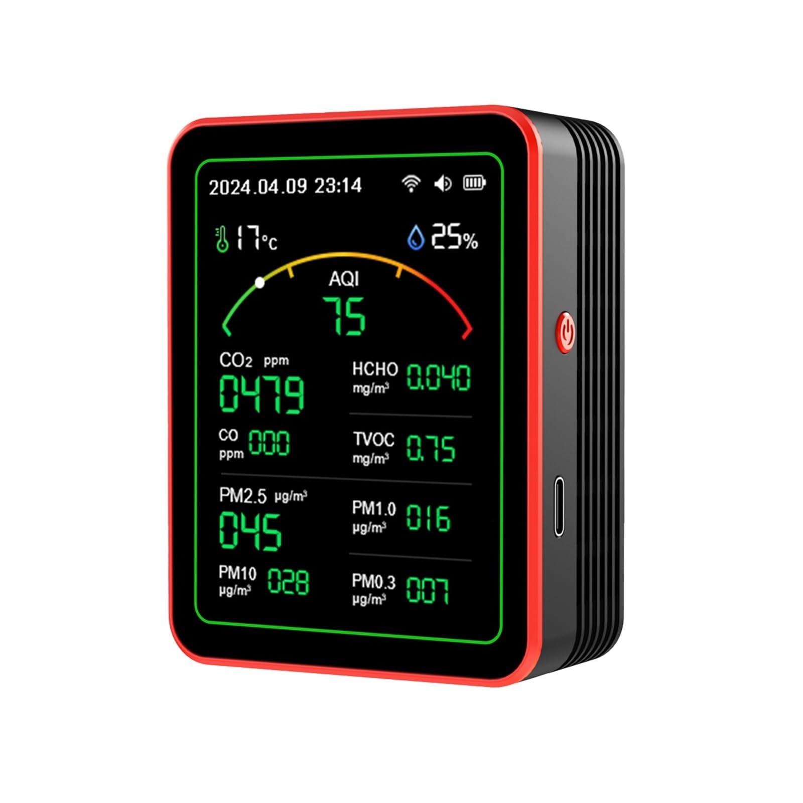 Air Quality Monitor, 15-in-1 Air Quality Detector Temperature Humidity Meter Air Quality Monitor CO2 Tester