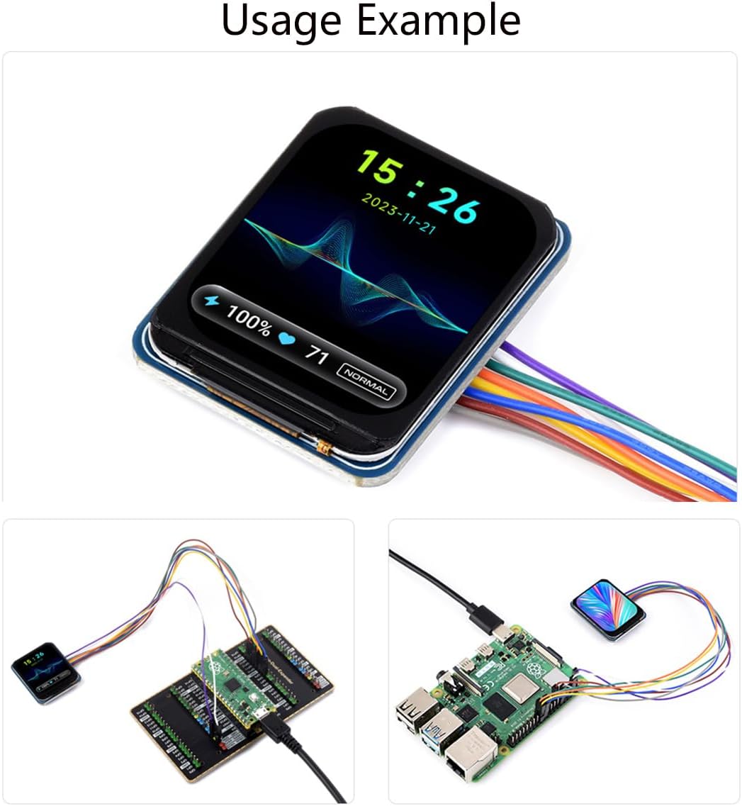 Waveshae 1.5inch LCD IPS Display Module Rounded Corners, 240x280 Resolution 262K RGB Display Colors, SPI Interface Compatible with Raspberry Pi/forArduino/STM32/ESP32/RP2040/Jetson Series