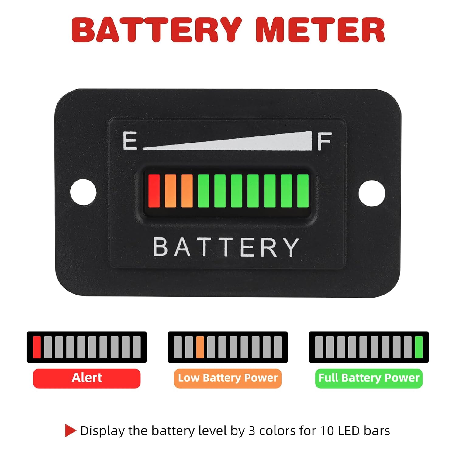 48V Car Battery Tester, Lead Acid Battery Level Mornitor Gauge,Charge & Discharge Display, Alarm Function, Applicable to Golf Cart Lawn Mower Forklift RV