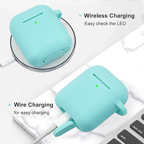 Vista 59 de Funda compatible con AirPods, funda protectora de silicona suave con llavero de pulsera, compatible con Apple AirPods de 2ª