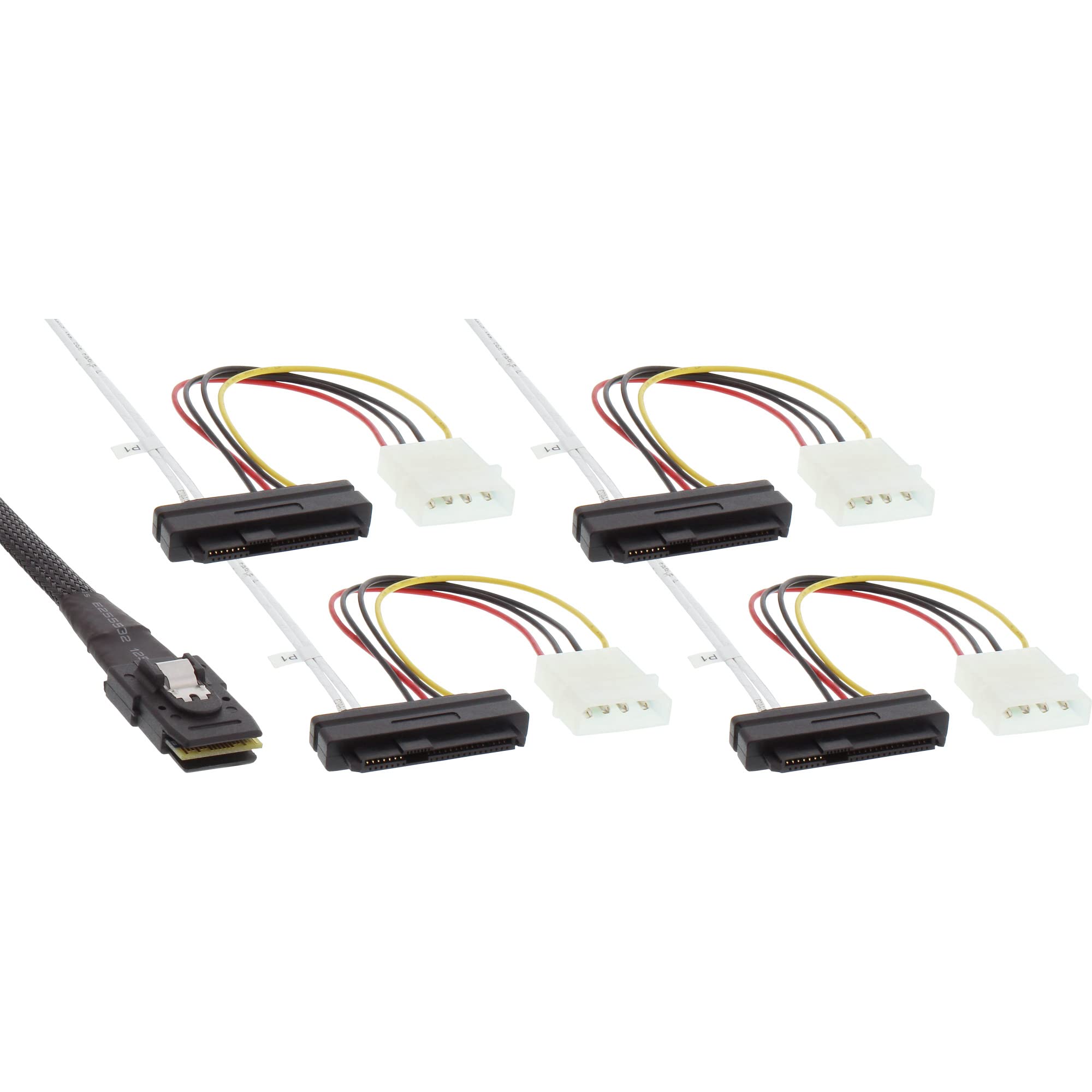 InLine 27621 - Cable de conexión SAS (mini-SAS SFF-8087 a 4 SAS + corriente, disco duro SAS a controlador, 0,75 m)