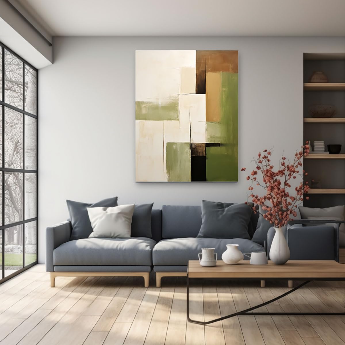 TZKRWRH Cuadros Lienzo Decorativos Patrón Abstracto Ajedrezado Lienzos Moderno Wall Art Prints Decor Canvas Imágenes Cuadro Decoracion Salon Baño Dormitorio（Green 33-80x120cm Sin marco