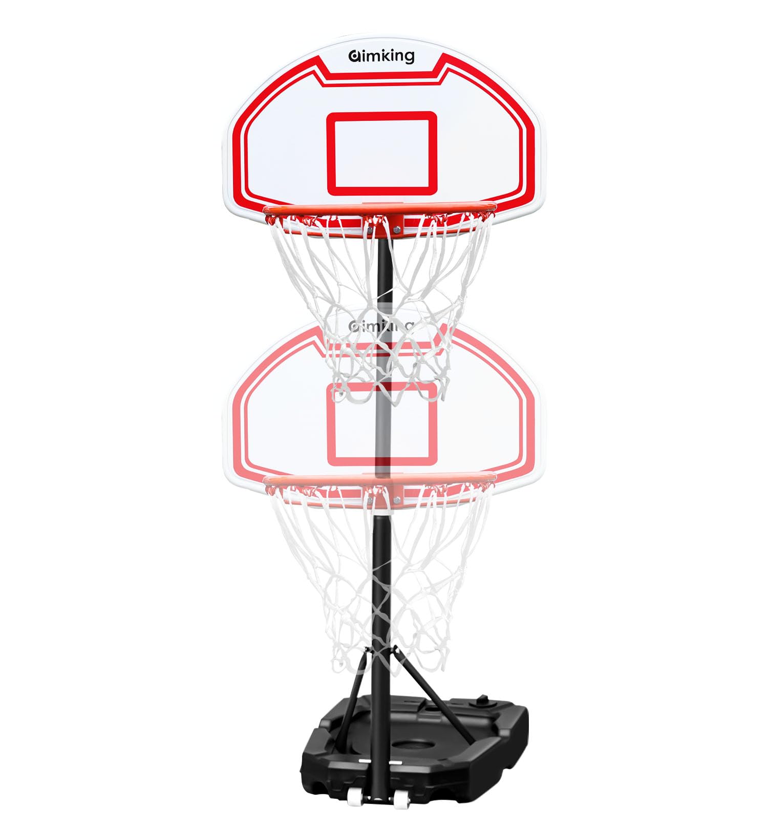 aimkingPortable Basketball Hoop Outdoor System with 29-44 Inch Shatterproof Backboard, 3.2FT-10FT Height Adjustable Basketball Goal System for Youth/Teens/Adults Indoor Outdoor