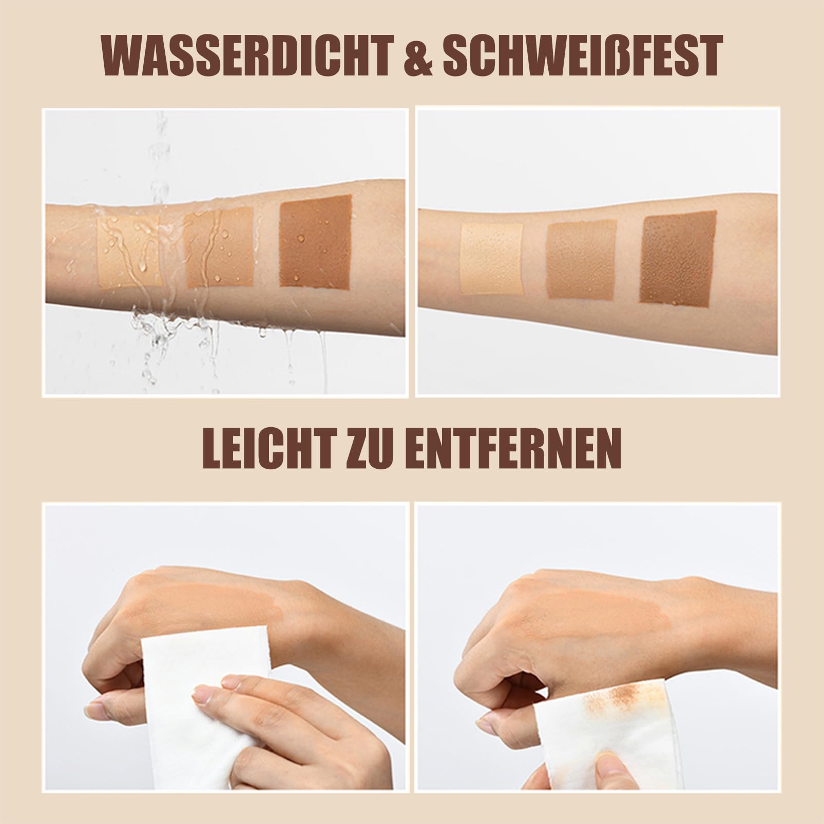 Wodoodporny makijaż na nogi, Body Coverage Perfector, makijaż ciała i nóg, dla równomiernego odcienia skóry, krem kryjący do żylaków i tatuażu, odporny na wycieranie tatuażu, Flawless Concealer Skin