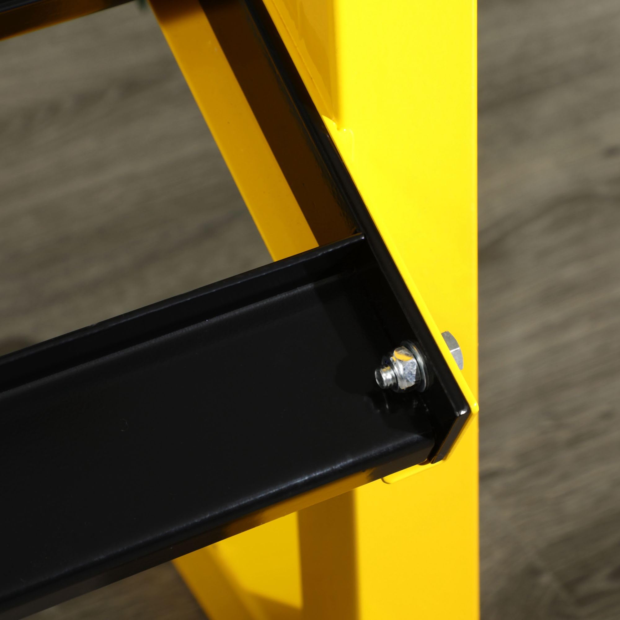 SPORTNOW Supporto per manubri a 2 livelli, supporto per bilanciere fino a 270 kg, supporto per sollevamento pesi, allenamento di forza, acciaio, giallo, nero, 92,5 x 50,5 x 80,5 cm