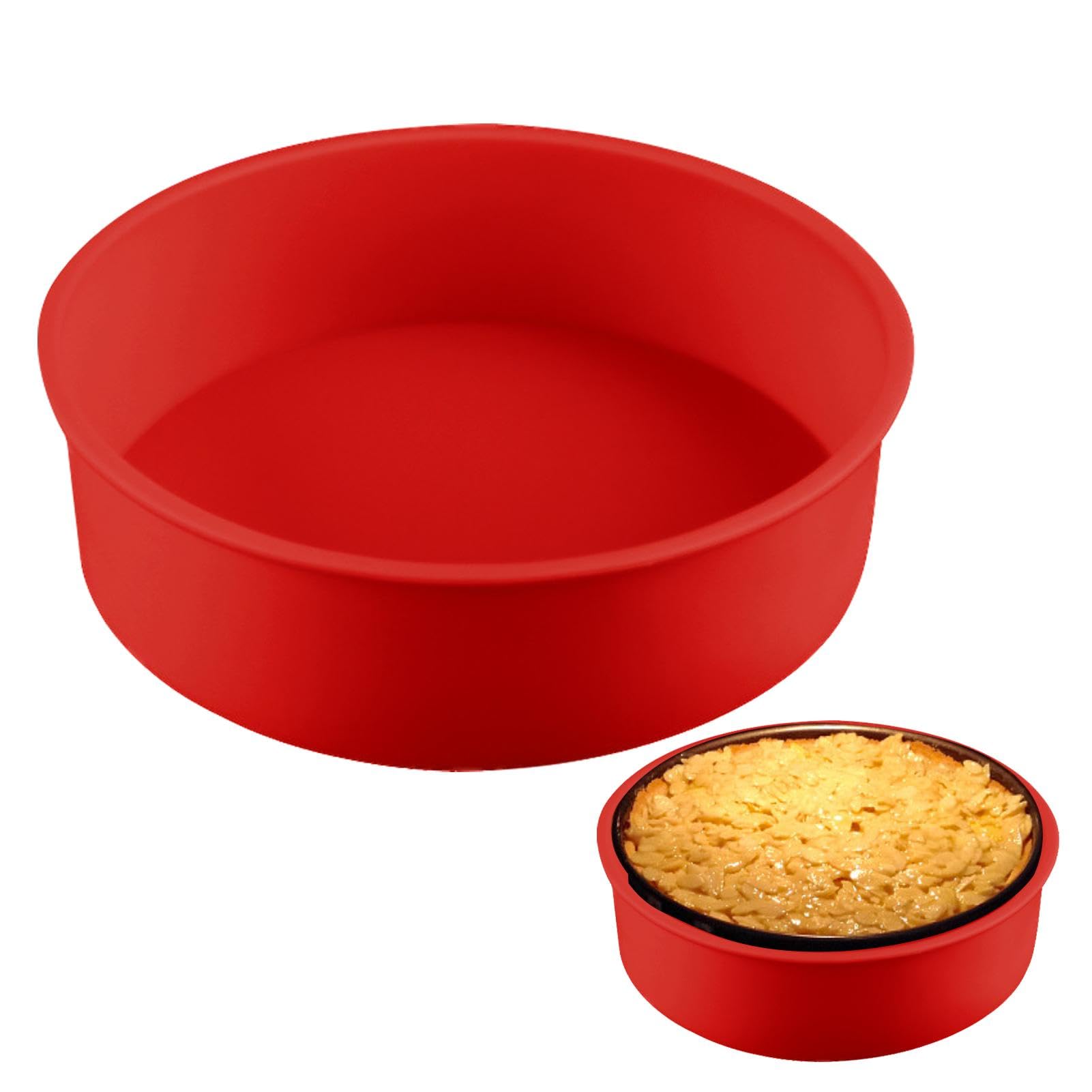 LOQJSSCheesecake Pan Protector Round Springform Pan Silicone Cheesecake Water Bath Pan Round Cake Pan Baking Mold Preventing Water from Entering the Spring Form Pan(SIZE:10inch/red)