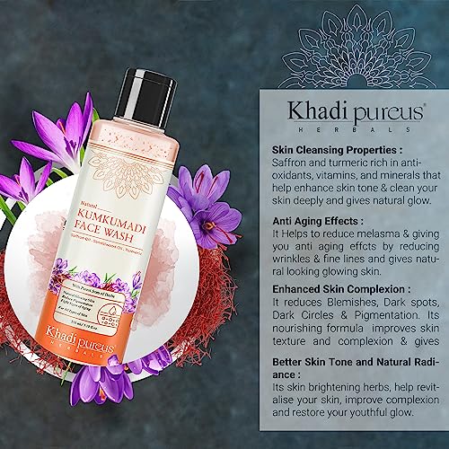 Image of PUREUS Khadi Herbals Kumkumadi Oil Face Serum, Kumkumadi Night Cream & Kumkumadi Face Wash + Beetroot Lip Balm & Lip Scrub for Natural Radiance & Healthy Lips | Kumkumadi Combo Kit Women & Men 310 ml
