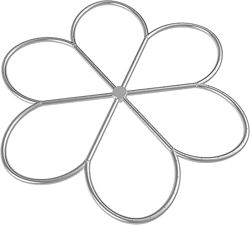 Miniatura 8 de Skyflame Anillo de acero inoxidable de 18 pulgadas con forma de flor para hoguera, gas natural y chimenea de propano, interiorexterior, Max BTU