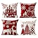 Gspirit 4 Pack Cuscini Divano Pupazzo di Neve di Natale Alce Cotone Biancheria Decorativo Copricuscini Divano 45x45 cm
