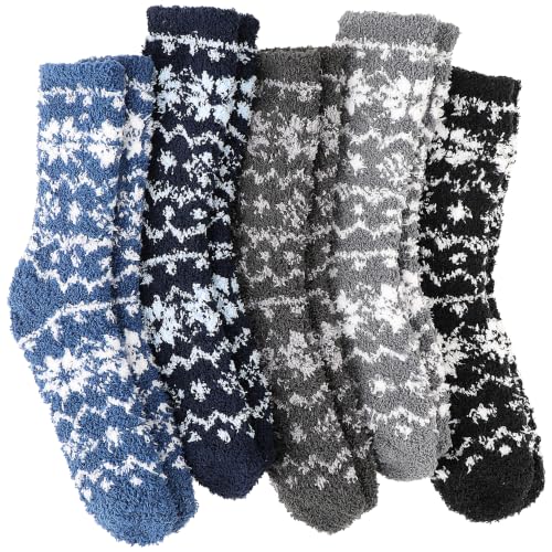 Image of Fuzzy Slipper Socks Thick Fluffy Warm Winter Cozy Plush Soft Sleep Home Socks for Women Men