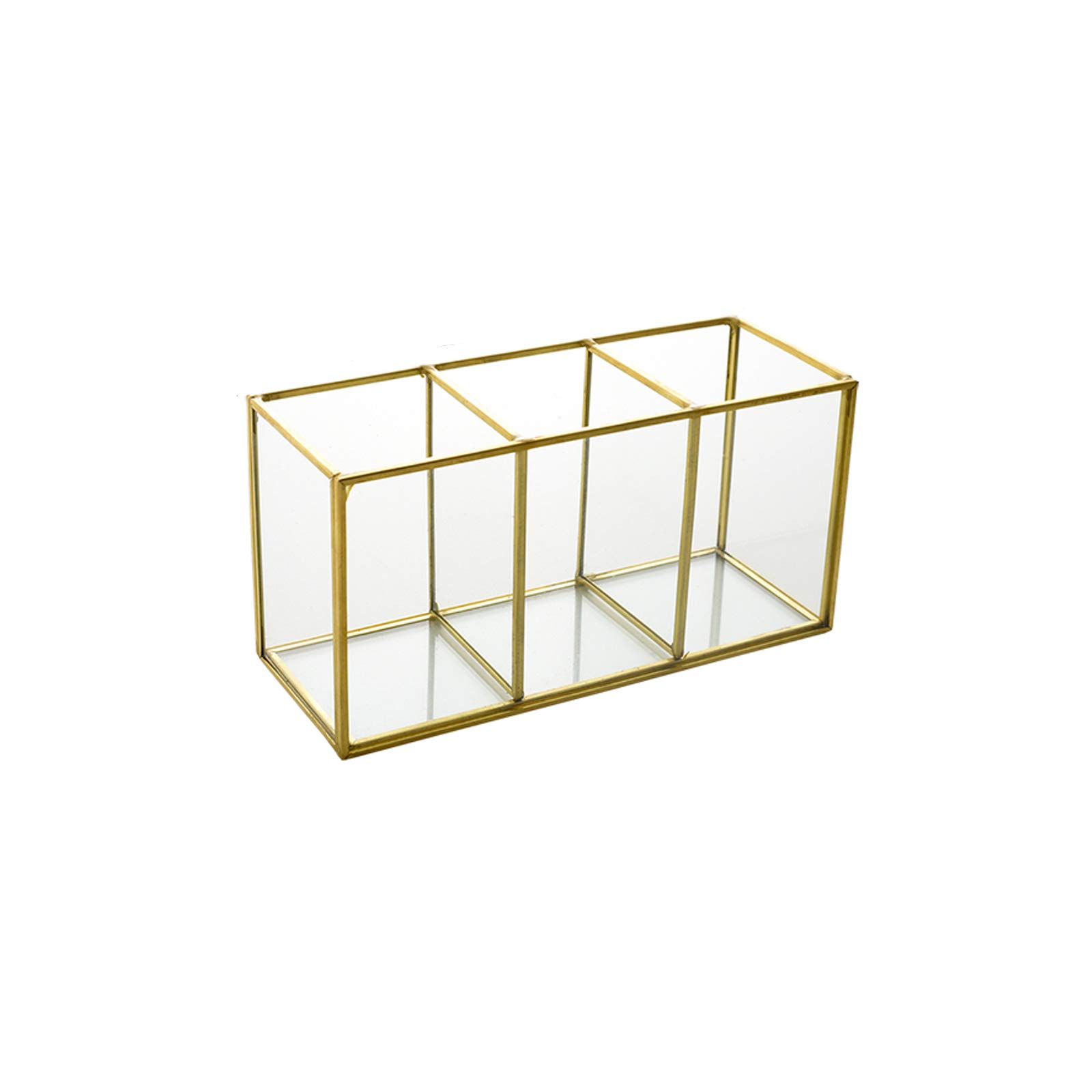 HARLIANGXY Soporte para pinceles de maquillaje - Organizador de cosméticos - Vaso para pinceles de maquillaje - Caja de para guardar pinceles de maquillaje - Oro 7,1 x 2,8 x 3,5 pulgadas