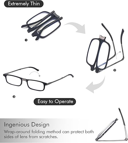 Miniatura 5 de Missfive Lentes de lectura plegables de alta calidad, ultrafinos, ligeros, plegables, portátiles, para hombres y mujeres, funda de metal con