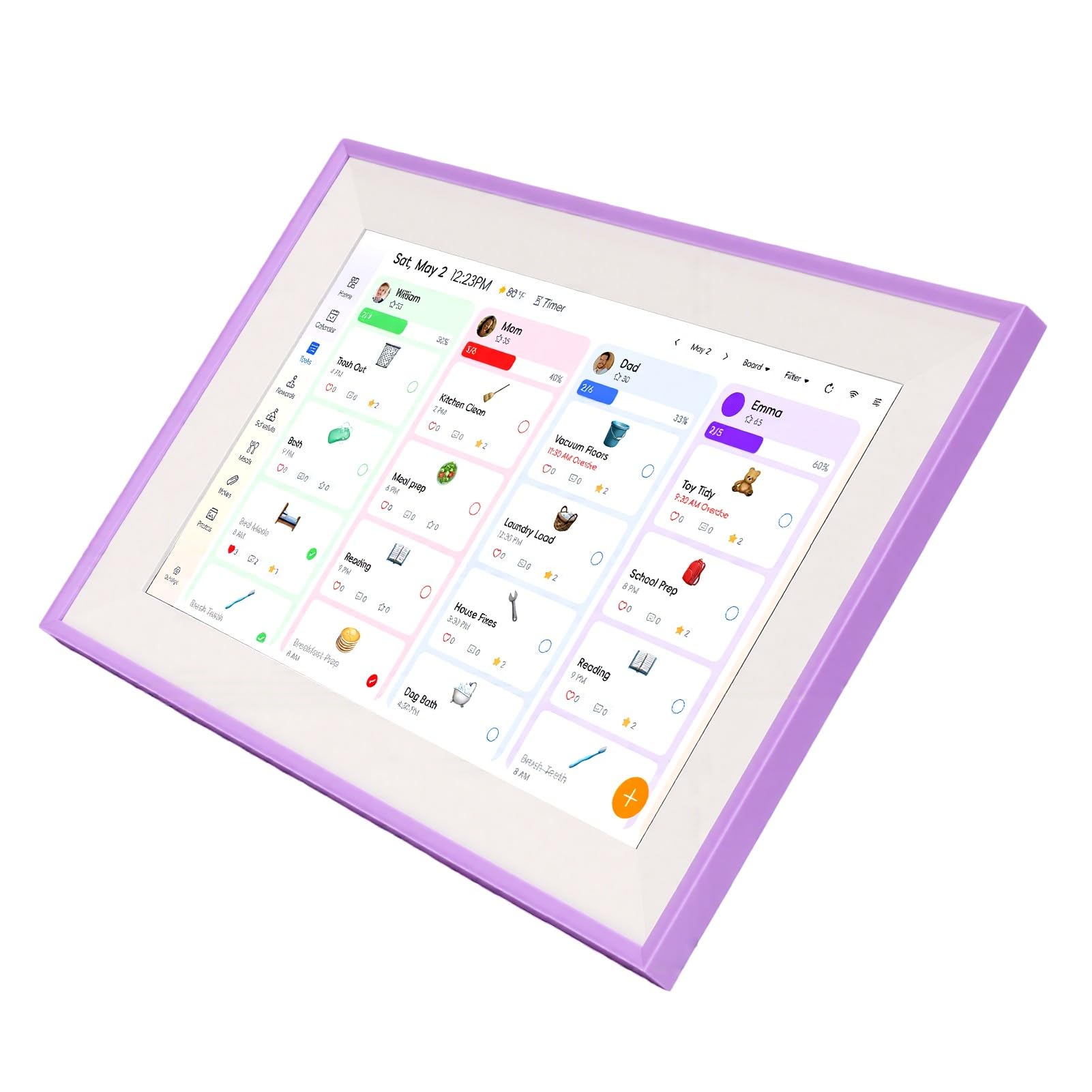 GOWENIC Inteligentny Cyfrowy Kalendarz o Przekątnej 10,1 Cala do Montażu na ścianie Ekran Dotykowy IPS HD Organizer Rodzinny Synchronizacja Wi-Fi Ramka na Zdjęcia Lista zadań Planowanie Posiłków
