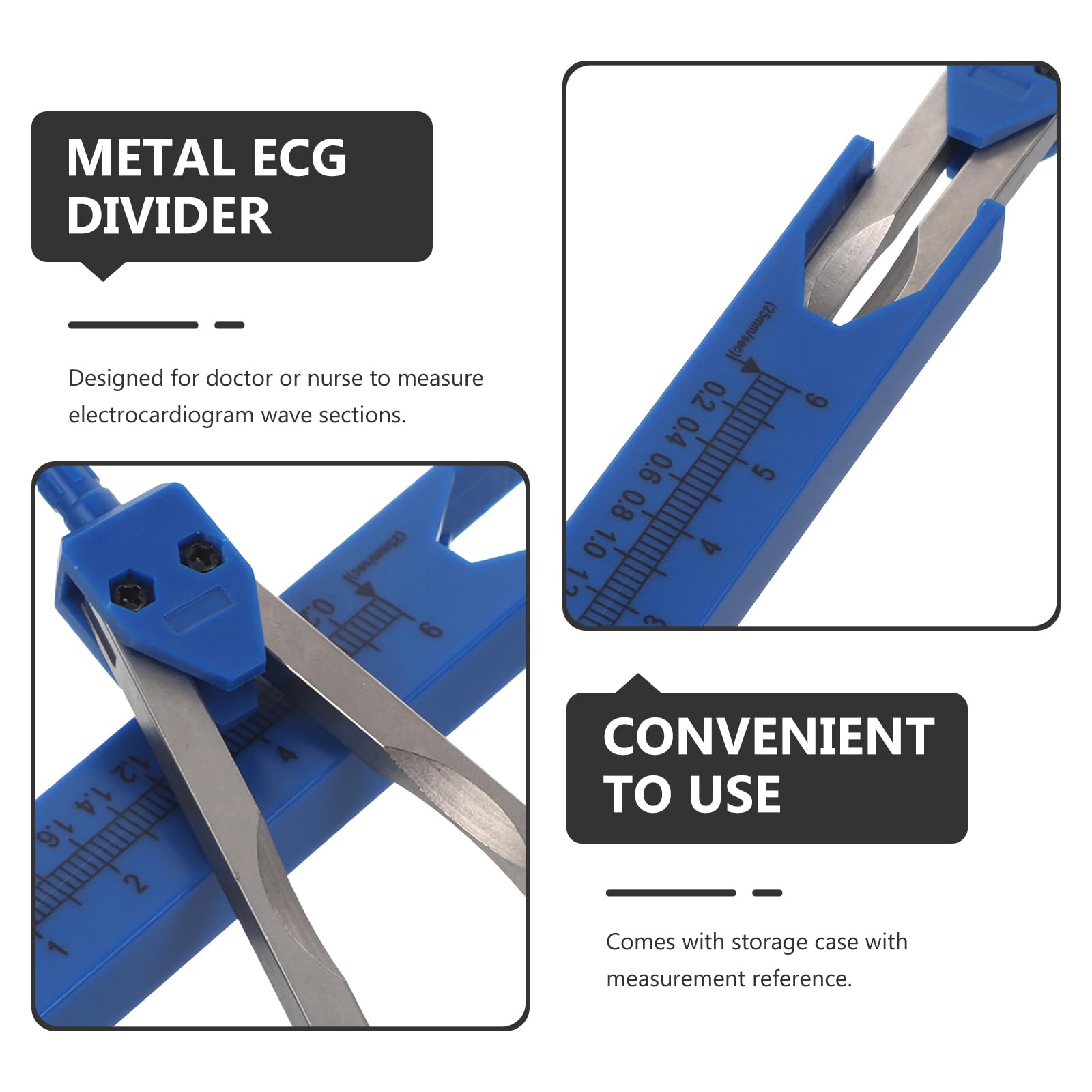iplusmile Caliper - Caliper de metal para de freno de, medidor con regla, herramienta de medición para medir electrocardiografía (azul)