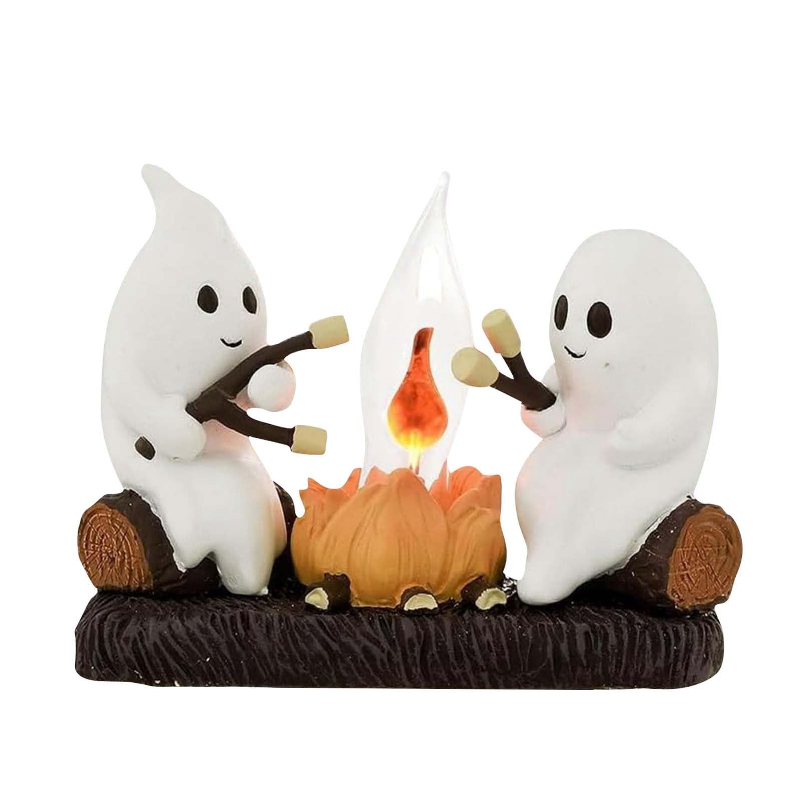 OneTreeTime 2024 Ghost Campfire Flickering Nightlight (White-UK Plug)(White-usb)