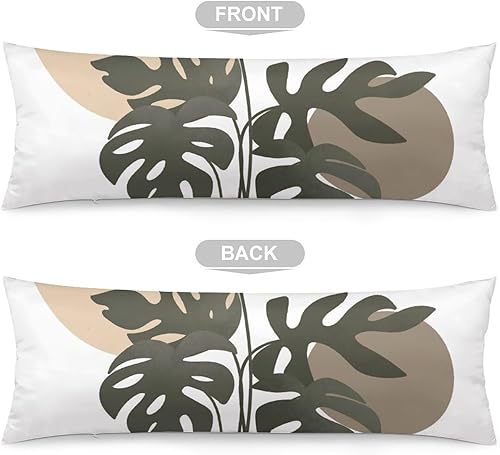 Miniatura 3 de Funda de almohada corporal, estilo bohemio, abstracto, con hojas de Monstera tropicales, para cama, tamaño grande, suave, estilo mediados de siglo,