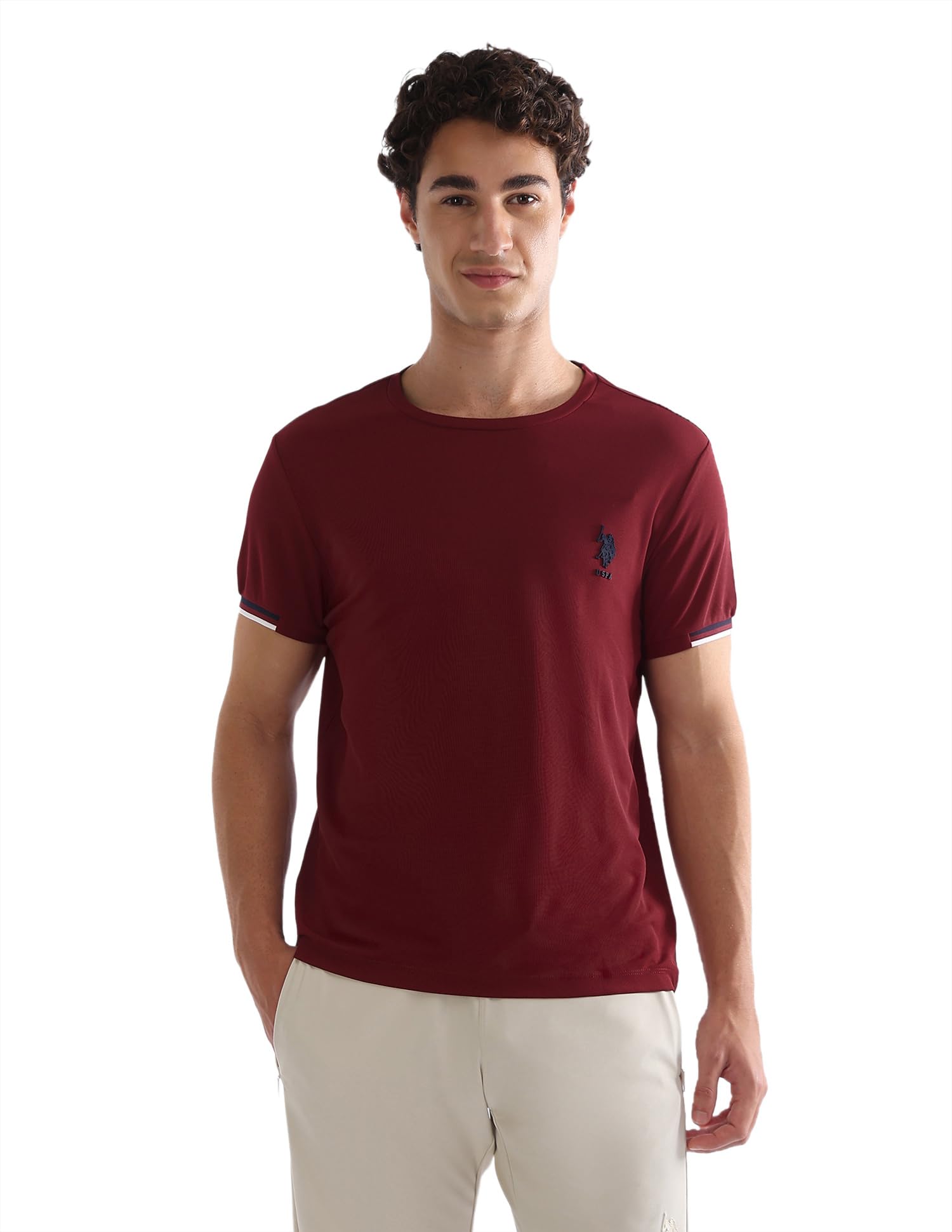 u.s. polo assn. USPA Active Sports Men's Solid Slim Fit Active T-Shirt-picture-33