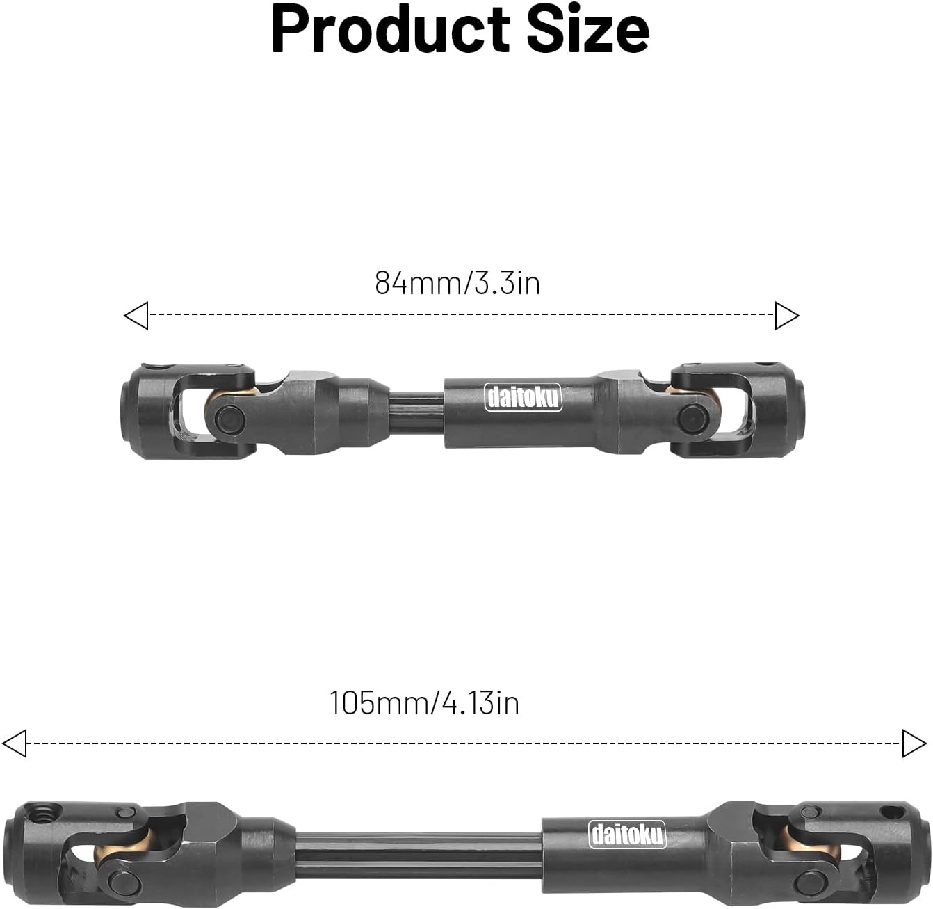 CVD Drive Shaft, daitoku Universal Joint Center Drive Shaft 84mm-105mm for 1/10 Axial SCX10 Trx4 SCX10II 90046 Wraith D90 TF2 Redcat Gen7 GEN8 RC Crawlers (2PCS)