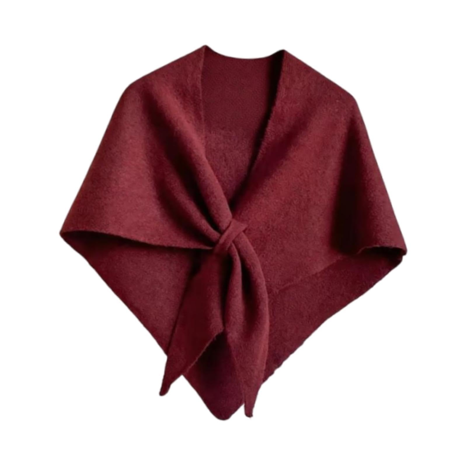 Women Shawl Wrap Shoulder Top Soft Sweater Shawl Scarf Cozy with Loop Winter Red-image-7