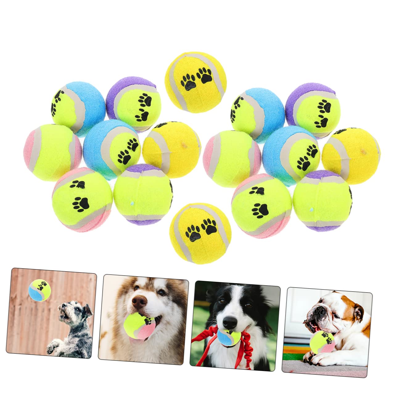 POPETPOP 16stücke Hundeball Aus Gummi Für Welpen Und Haustiere Kleine Tennisbälle Zum Werfen Und Apportieren Farbenfrohes Kauspielzeug Für Hunde Zum Energieabbau