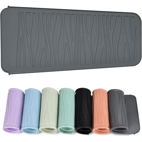 Silicone Heat Resistant Mat for Hair Iron, 11 x 5 inch, Grey, 1 Pack | Protects surfaces from flat iron burn damage up to 450 degrees with professional wavy ridges for secure anti slip storage