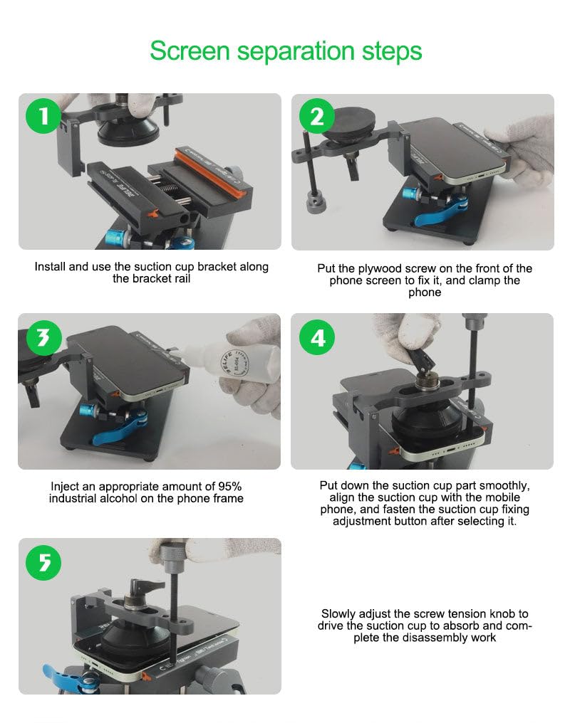 fonefunshop Relife RL-601s Plus 360 Degrees Holder For iPhone Back Glass Removal with Sucker