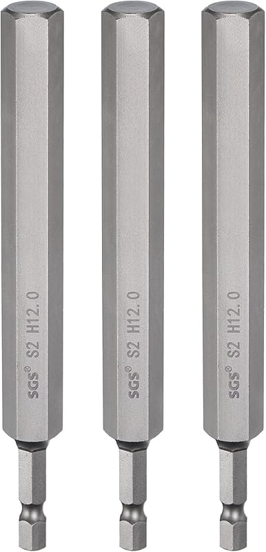HARFINGTON Kit com 3 Pontas de Chave de Fenda Sextavada H12.0, 12 mm, Haste de 6,35 mm, Comprimento de 15 cm