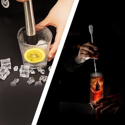 Miniatura 6 de Muddler de cóctel de acero inoxidable de 10 y 8 pulgadas con 2 cucharas mezcladoras, juego de herramientas de bar para el hogar, para hacer y crear