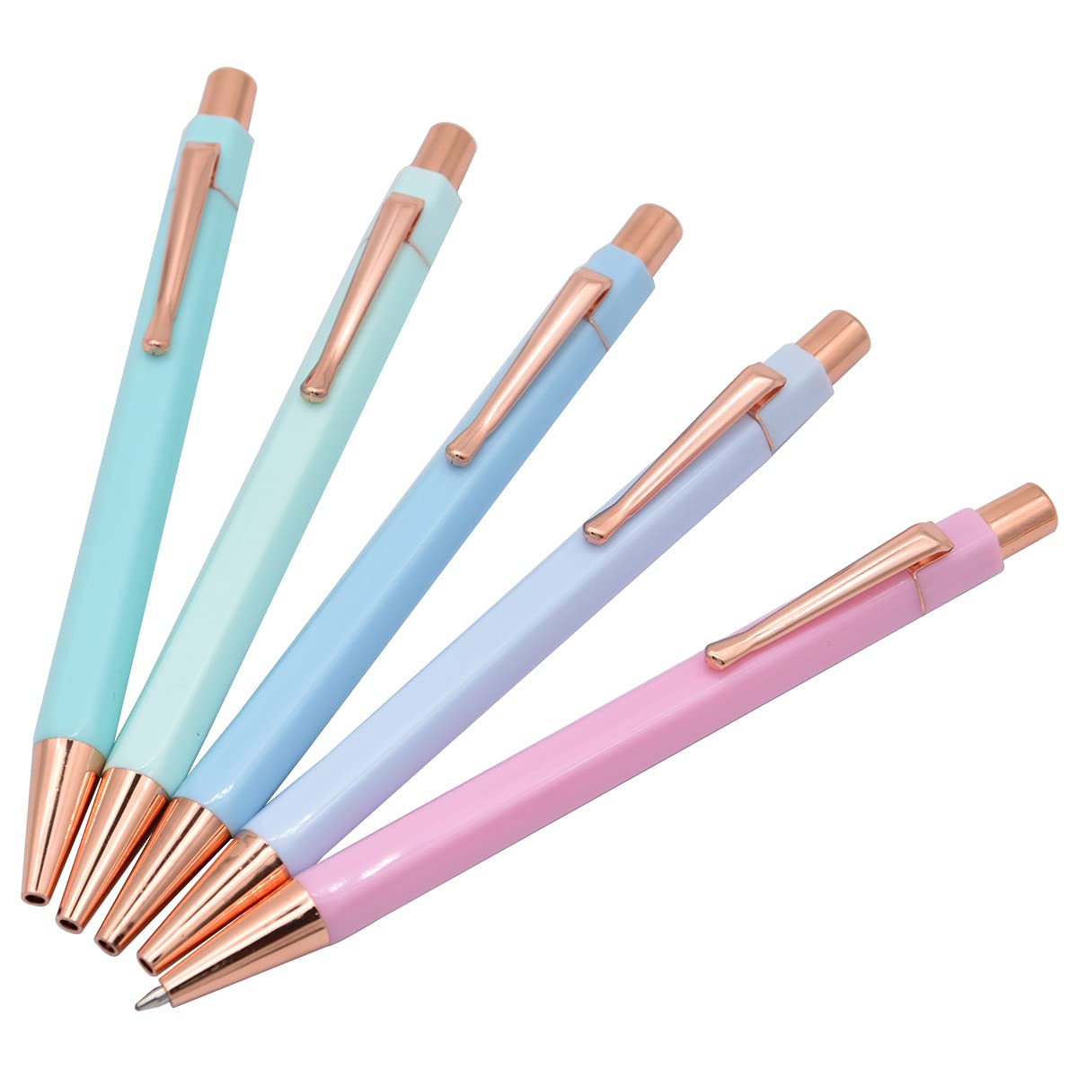 10 Penne A Sfera Metalliche Glitterate Con Clip - Inchiostro Blu - Idee Regalo Per Ufficio