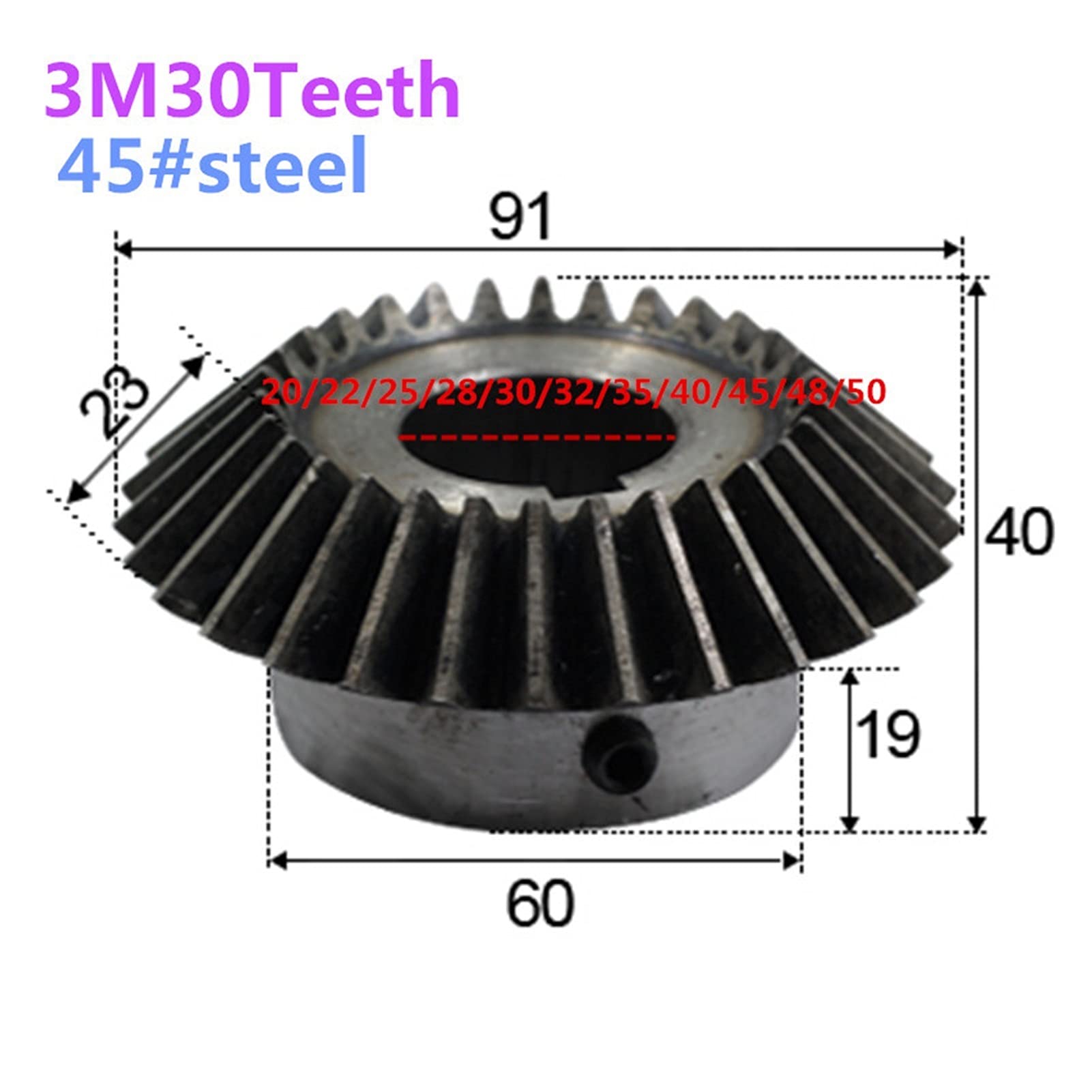 ZGF-BR Gear Gear 3m 30teeth Foro Interno 20/22/25/28/30/22/22/40/40/245/50/50 / 50/50/50 Millimetri Ingranaggi Ingranaggi in Acciaio Ingranaggi in Acciaio Ingranaggi a Vite M6