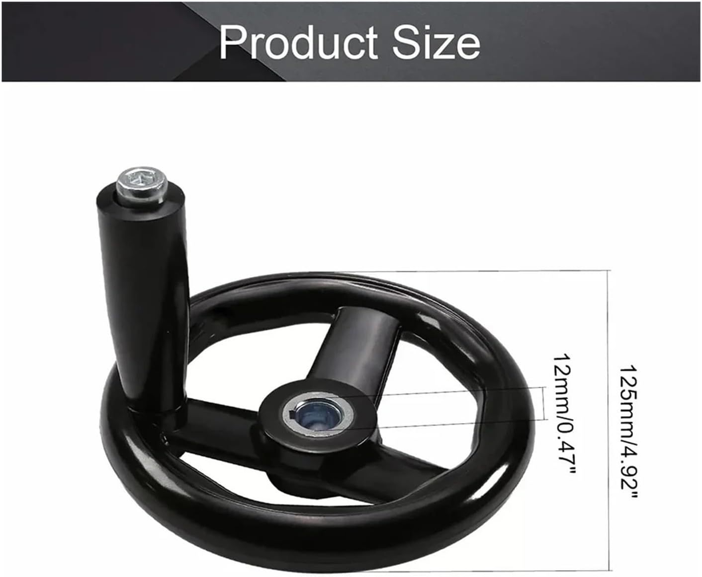 1pc LatheMillingHandwheelD125/200/100/160mm 3 Spoke Hand Wheel with Revolving Handle for Milling Machine Lathes Grinders(12x125mm)