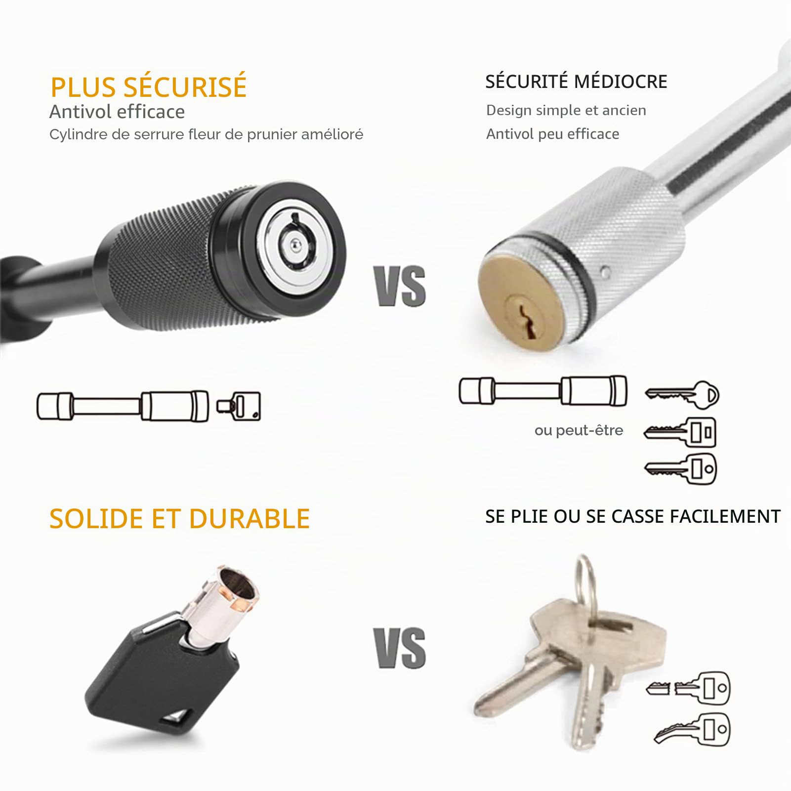 Antivol d’attelage de remorque 5/8", Verrou d'attelage Remorque en Aluminium Robuste avec 2 clés, pour Camion, Voiture, Bateau et remorque | antivol attelage remorque, sécurité caravane for camping-cars caravanes, protection vol remorque, voyage camping