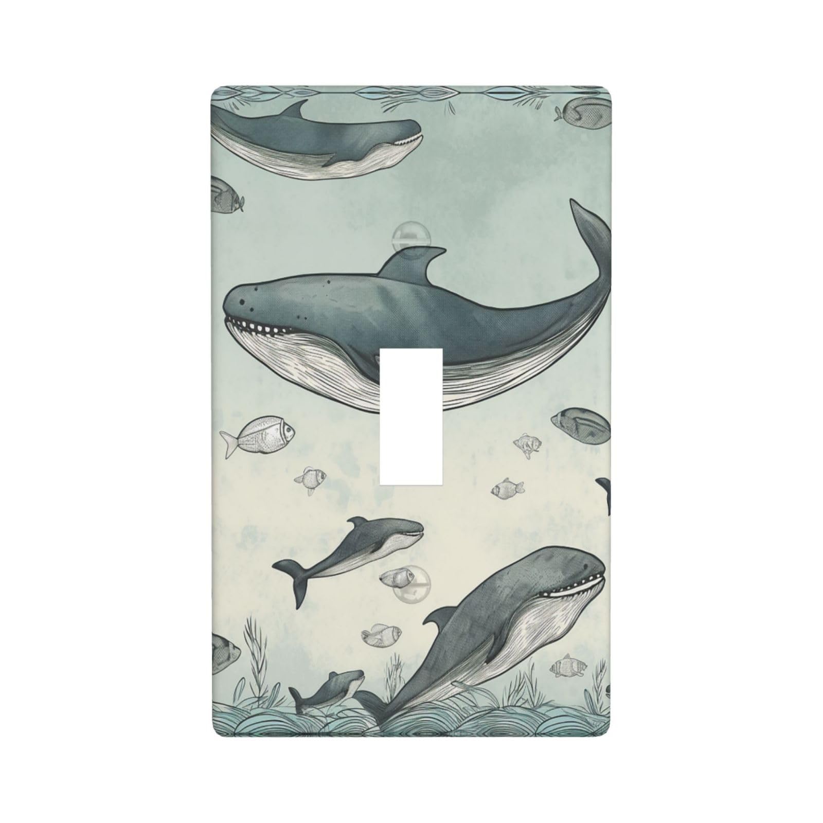 1-Gang Decorator Wall Plate Baleen Whale Light Switch Cover Single Toggle Receptacle Outlet Wall Plate 4.5" x 2.8" Wallplate Unbreakable Polycarbonate Outlet Faceplates Covers
