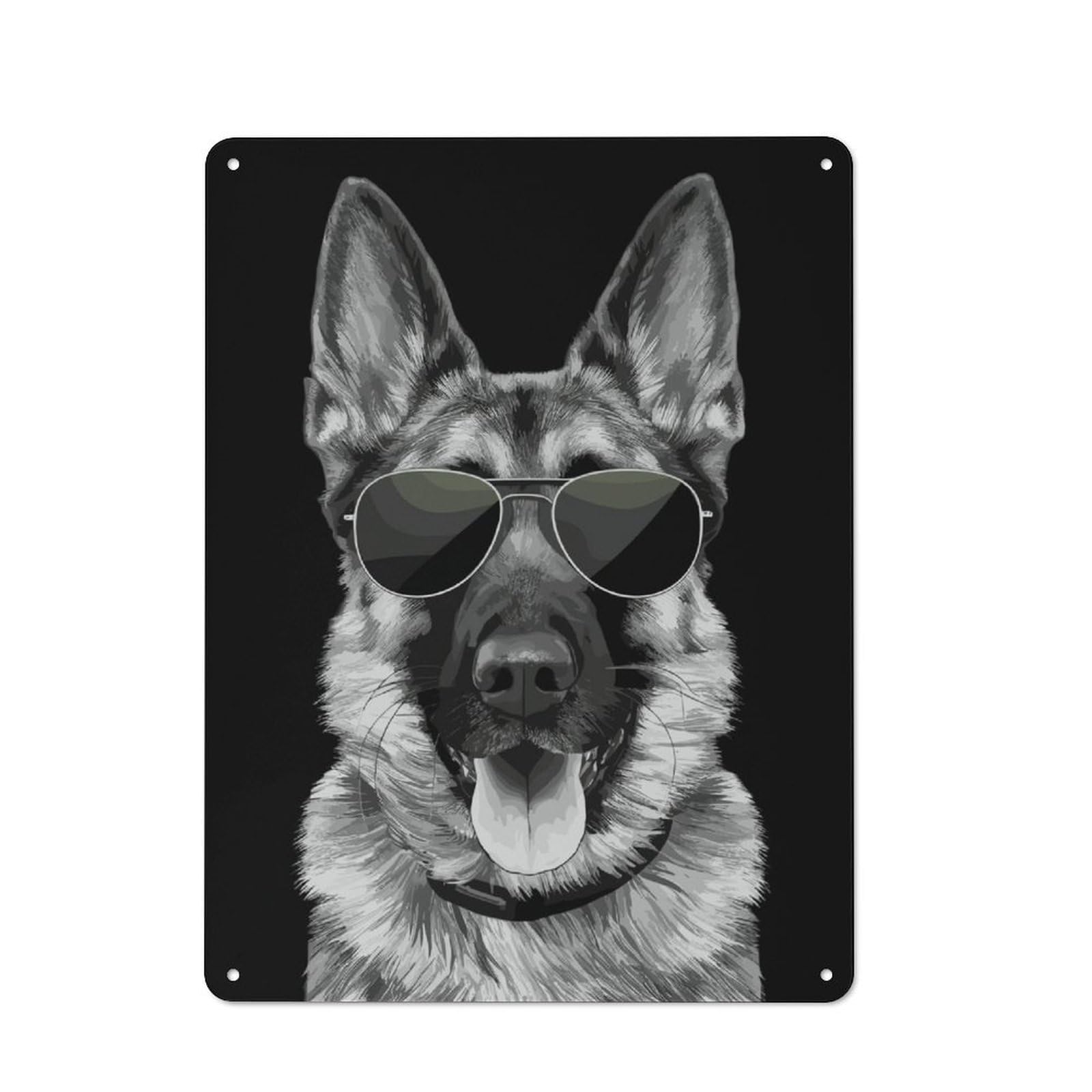 Junmoney Cool German Shepherd Vintage-Inspired Tin Sign 40X30cm For Café Or Restaurant, For Cooler-Month Interiors With Vintage Character