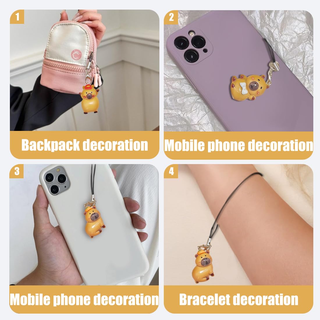 Capybara Pendentif Téléphone Portable Breloques Porte Clé Chaîne Lanière