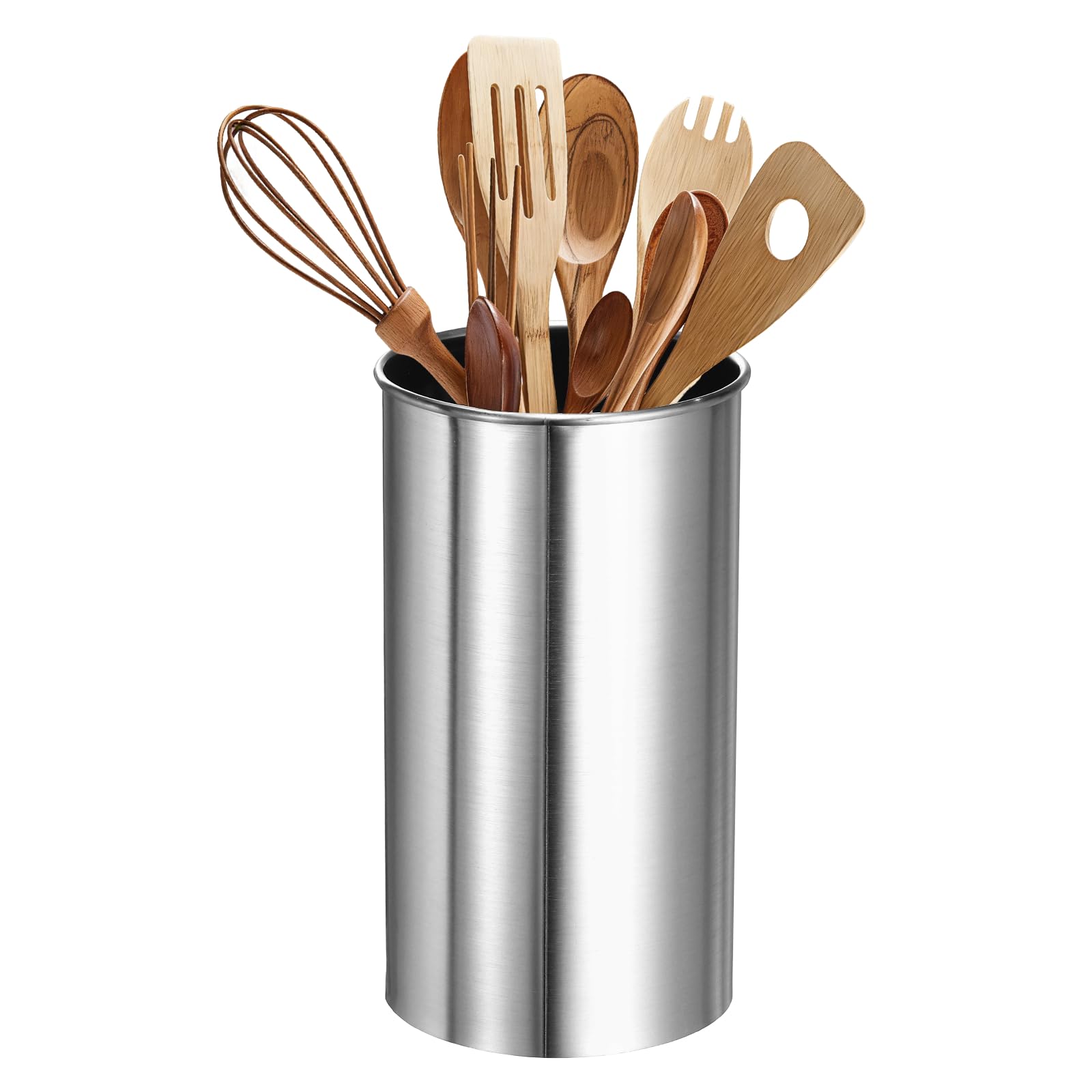 sourcing map Kitchen Utensil Holder, 3.1x6.3 Stainless Steel Utensil Cutlery Holder Cooking Flatware Organizer for Kitchen Restaurant Countertop Fork, Straw, Knives, Spoon, Chopstick, Silver