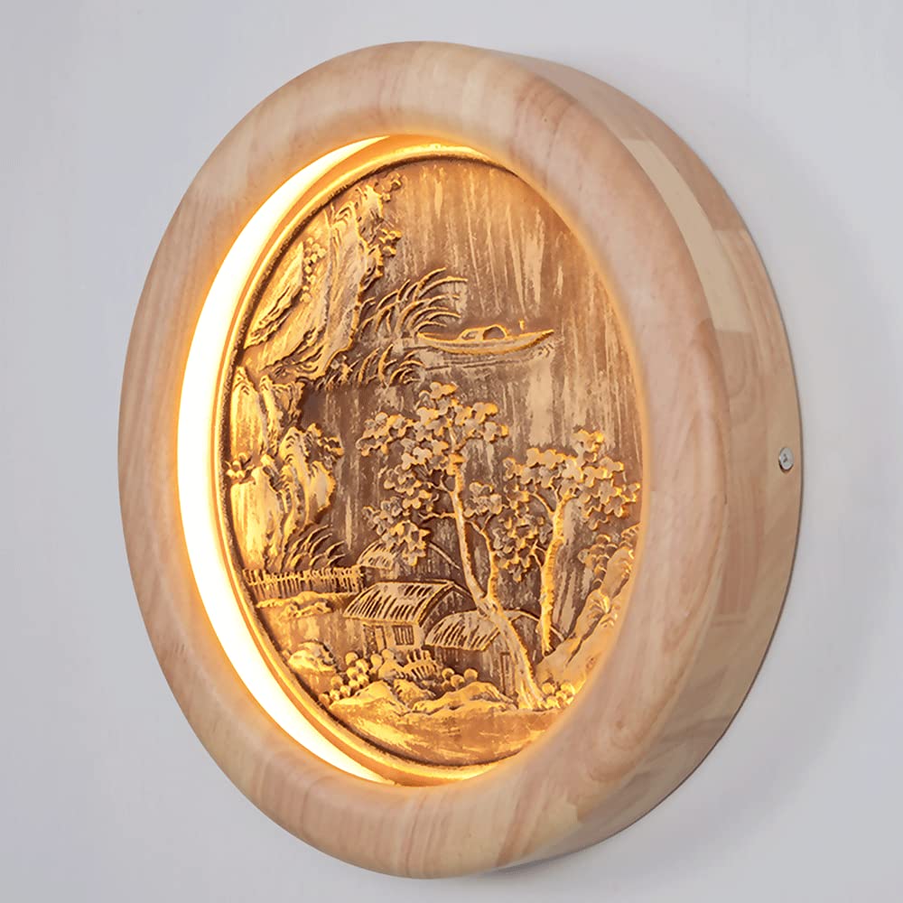 Aplique de pared LED de madera maciza y resina artesanal con acabado posmoderno