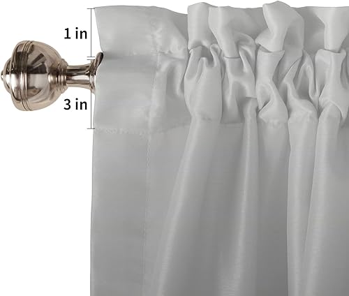 Miniatura 5 de Zadaling Cortina de cenefa para cocina, cenefa de ventana color negro y gris degradado para sala de estar, cenefas con bolsillo para barra para