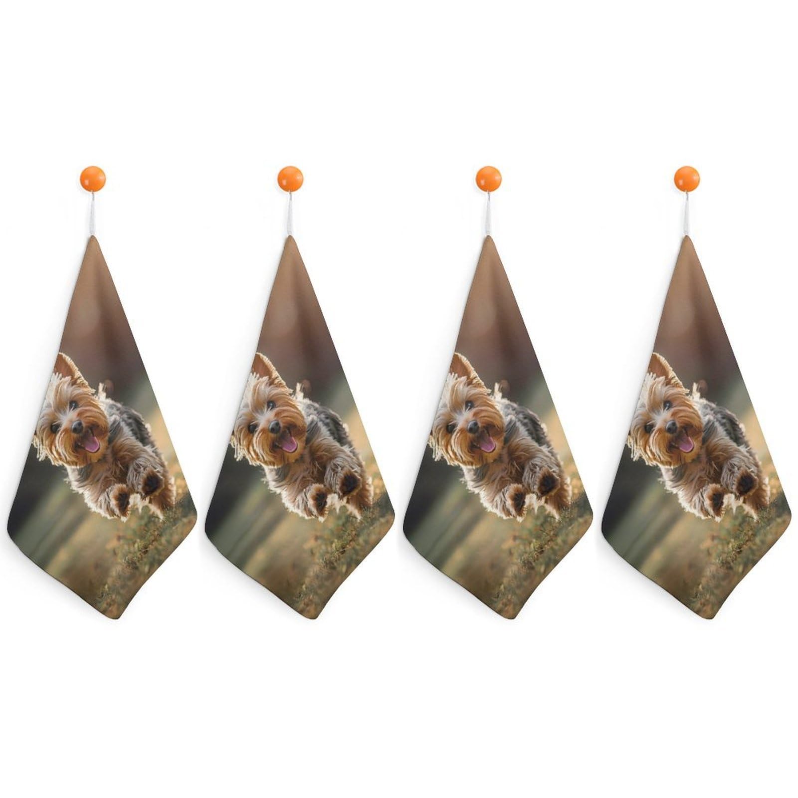 TXFBTRFSA Cute Yorkshire Terrier Dog Hand Towels with Hanging Loop Kitchen Towel Handkerchiefs Cleaning Cloths