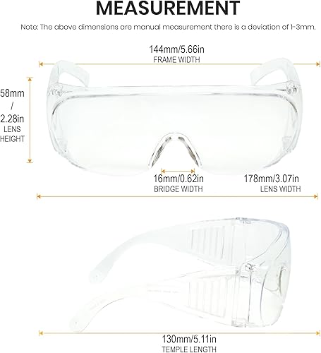 Miniatura 3 de Calabria 1003 - Gafas de seguridad de ajuste grande para hombres y mujeres, para hombres y mujeres, envolventes, tintados, antiniebla, arañazos y