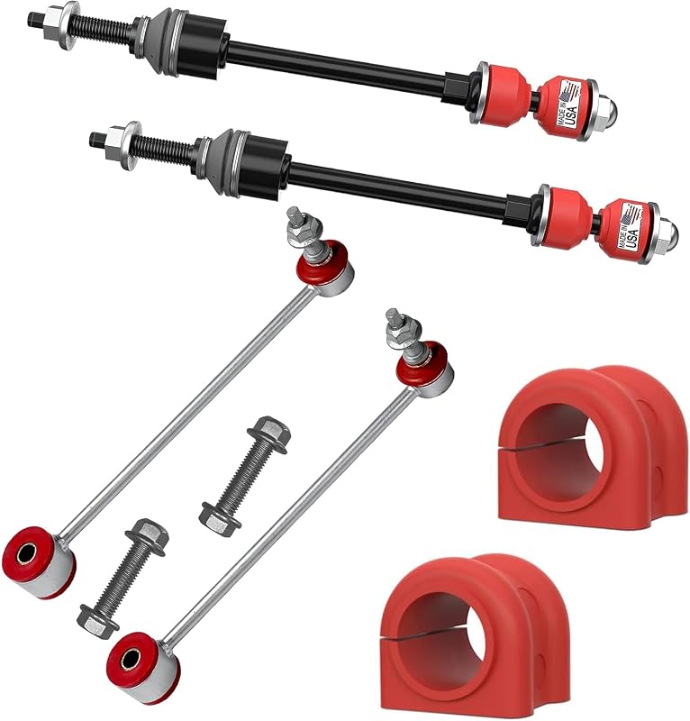 Kit com 6 bieletas da barra estabilizadora dianteiras/traseiras e buchas dianteiras CODE RED para Ram 1500 4WD 2009–2018 – Suspension Dudes