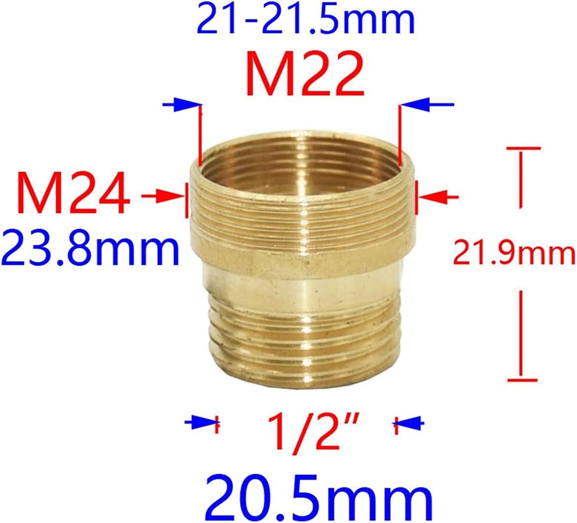 Hose Connector Adapter Brass 1/2 inch to M22 M24 M14 M20 Threaded Connector Garden Household Faucet Adapter Durable Joint Connector Fitting 1Pc/1I2 M14