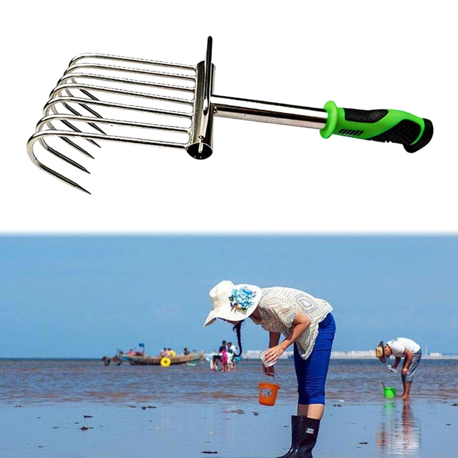 Rastrello a Mano per Giardino, rastrello a Mano in Acciaio Inossidabile, attrezzo da Giardinaggio, zappatrice per Terreno per Patio e Spiaggia, Style B